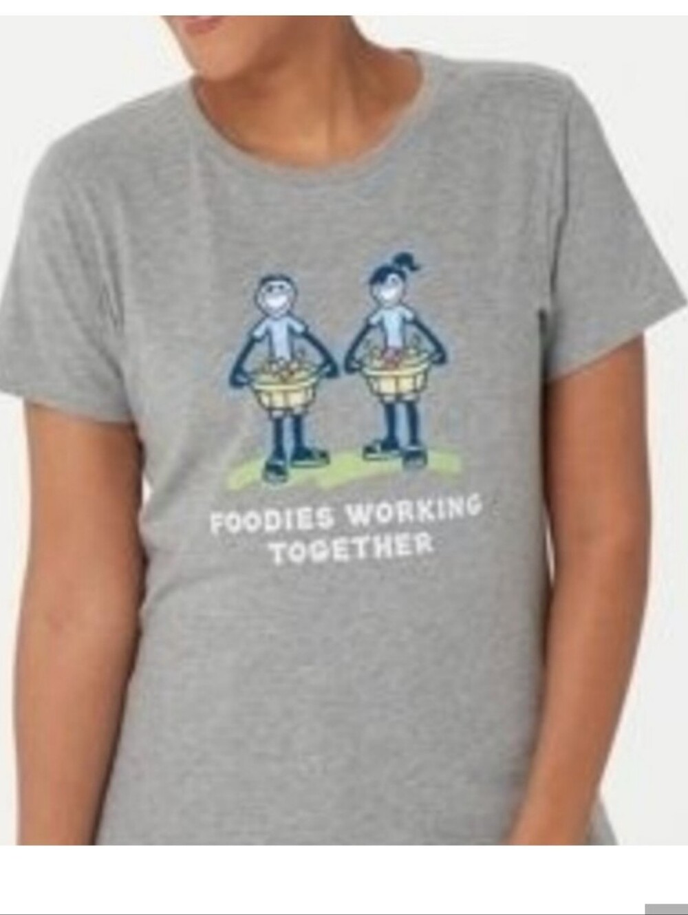 NWT Life Is Good 'Foodies Working Together' Gray Graphic Tee Large